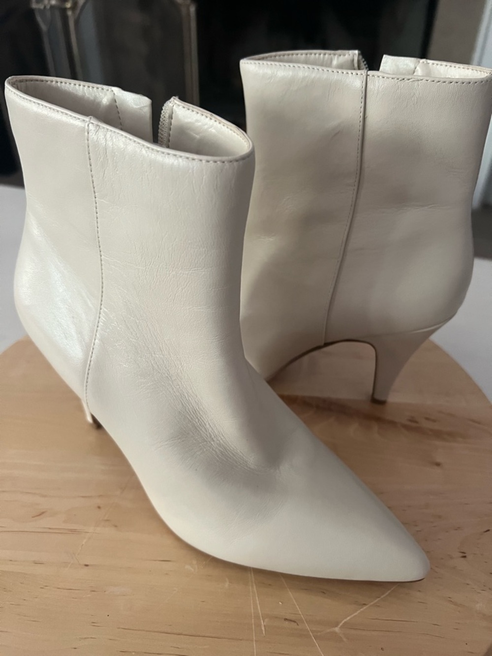 Vince Camuto Off-White Pointed-Toe Ankle Boots